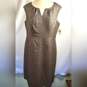 NWT Coldwater Creek brown tweed sheath dress women's 14  #902